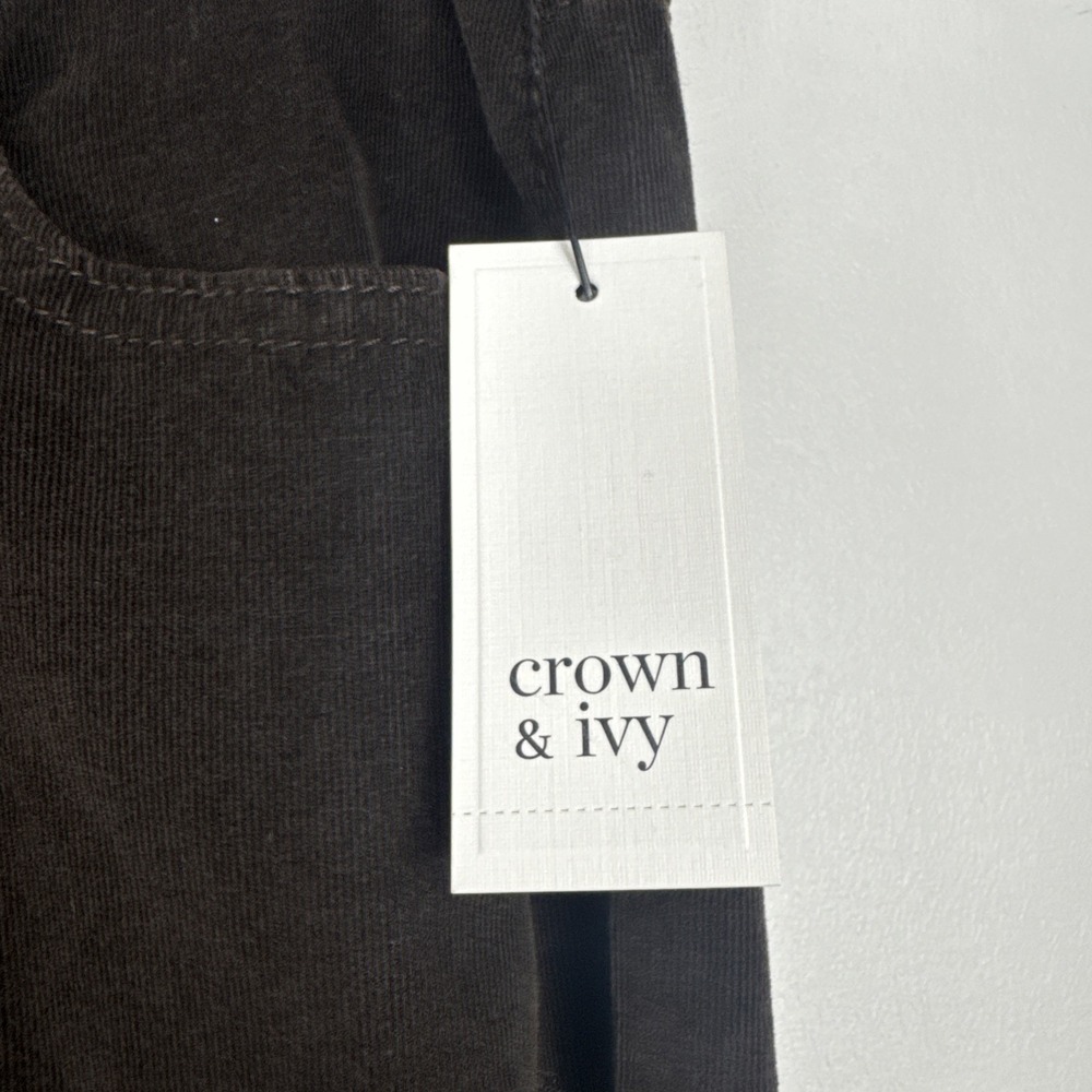 Crown & Ivy Corduroy Pants Womens 10 Chocolate Brown Mid Rise Straight Leg NEW - Picture 4 of 11